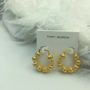 Fluted Bead Hoop Earrings